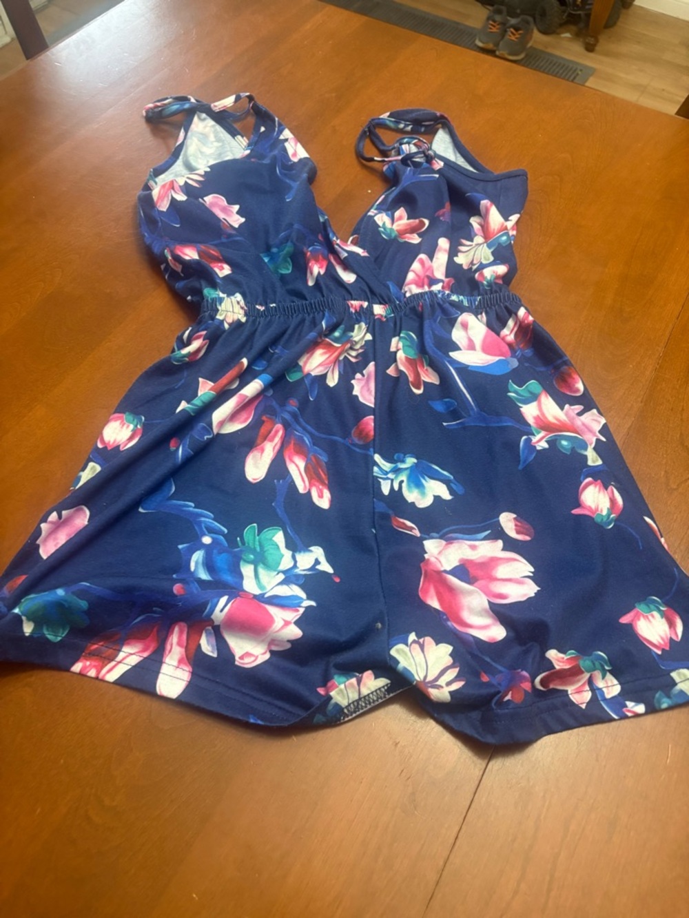 Floral Navy Halter Bodysuit Romper
